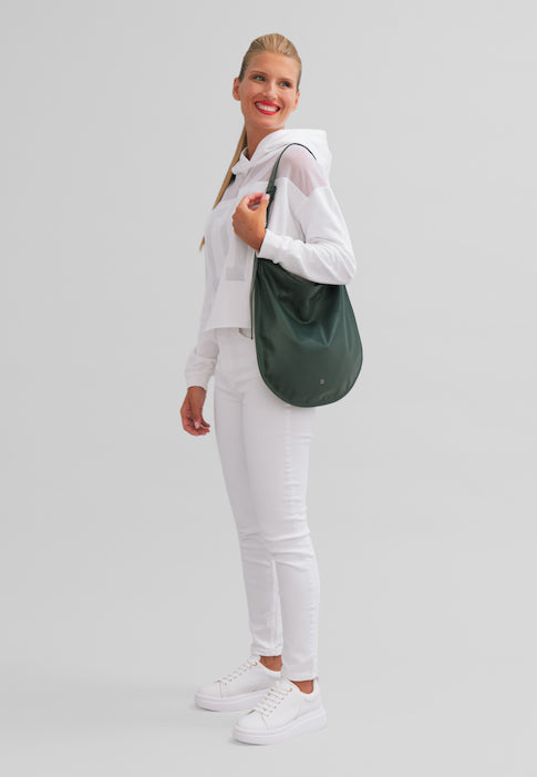 DUDU Women's Shoulder Bag in Soft Leather, Hobo Bag with Zipper, Large Adjustable Capacity Colored Shoulder Bag
