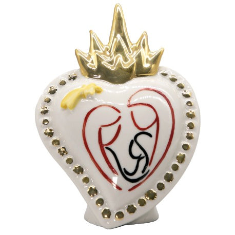 Embutido Corazón Sagrado H. 13cm porcelana decoraciones de oro KN13