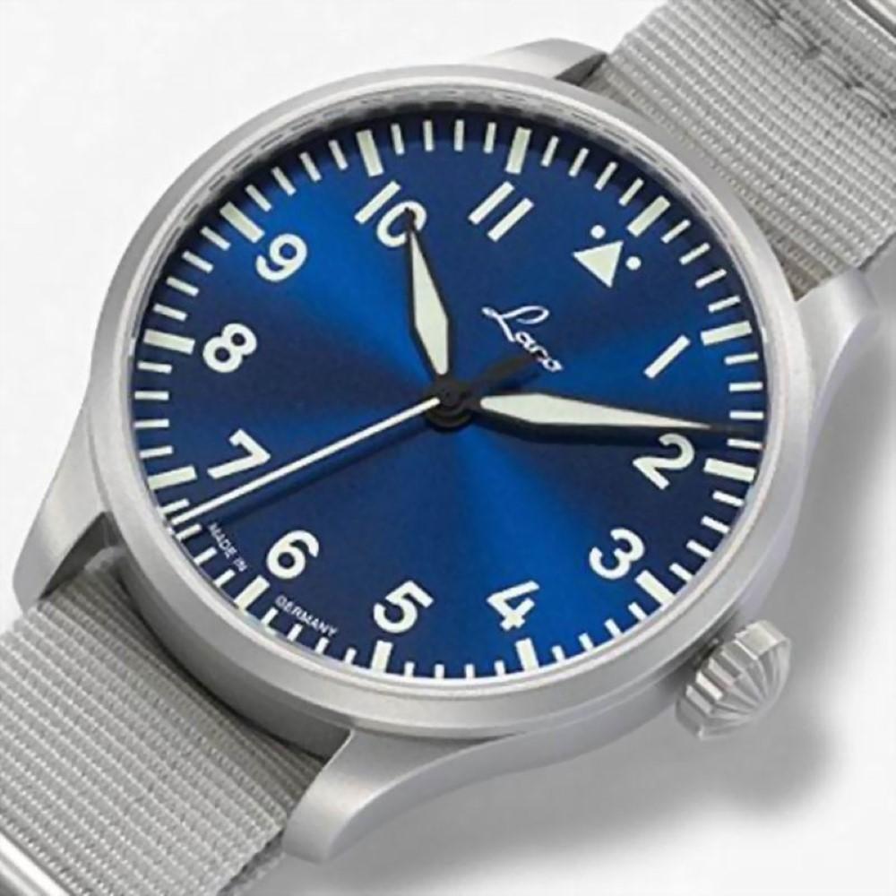 Laco 1925 orologio Pilot Watches Basic Augsburg Blaue Stunde 42 42mm blu automatico acciaio 862100 - Gioielleria Capodagli
