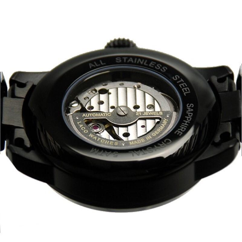 Laco 1925 orologio Pilot Watches Basic Sydney 42mm nero automatico acciai finitura IP nero 861890 - Gioielleria Capodagli