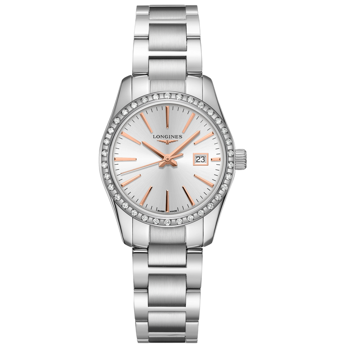 Longines orologio Conquest Classic 29,5mm argento diamanti quarzo acciaio L2.286.0.72.6 - Capodagli 1937