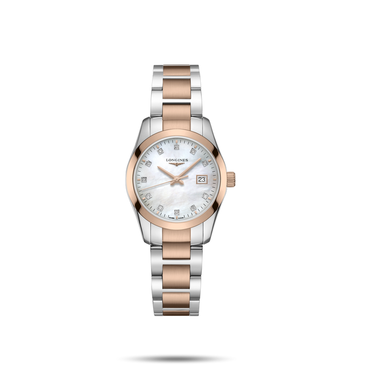 Longines orologio Conquest Classic 29,5mm madreperla diamanti quarzo acciaio finitura PVD oro rosa L2.286.3.87.7 - Capodagli 1937