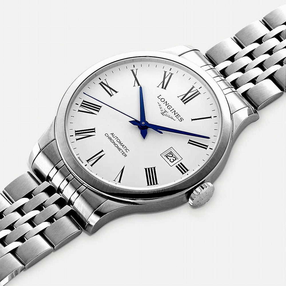 Longines orologio Record collection 40mm bianco mat automatico COSC acciaio L2.821.4.11.6 - Gioielleria Capodagli