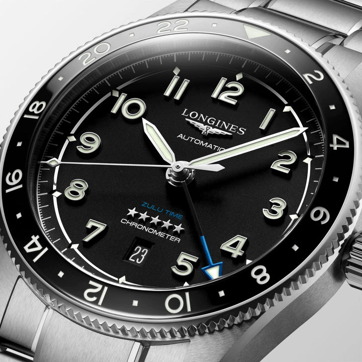 Longines orologio Spirit Zulu Time 42mm nero automatico acciaio L3.812.4.53.6 - Capodagli 1937