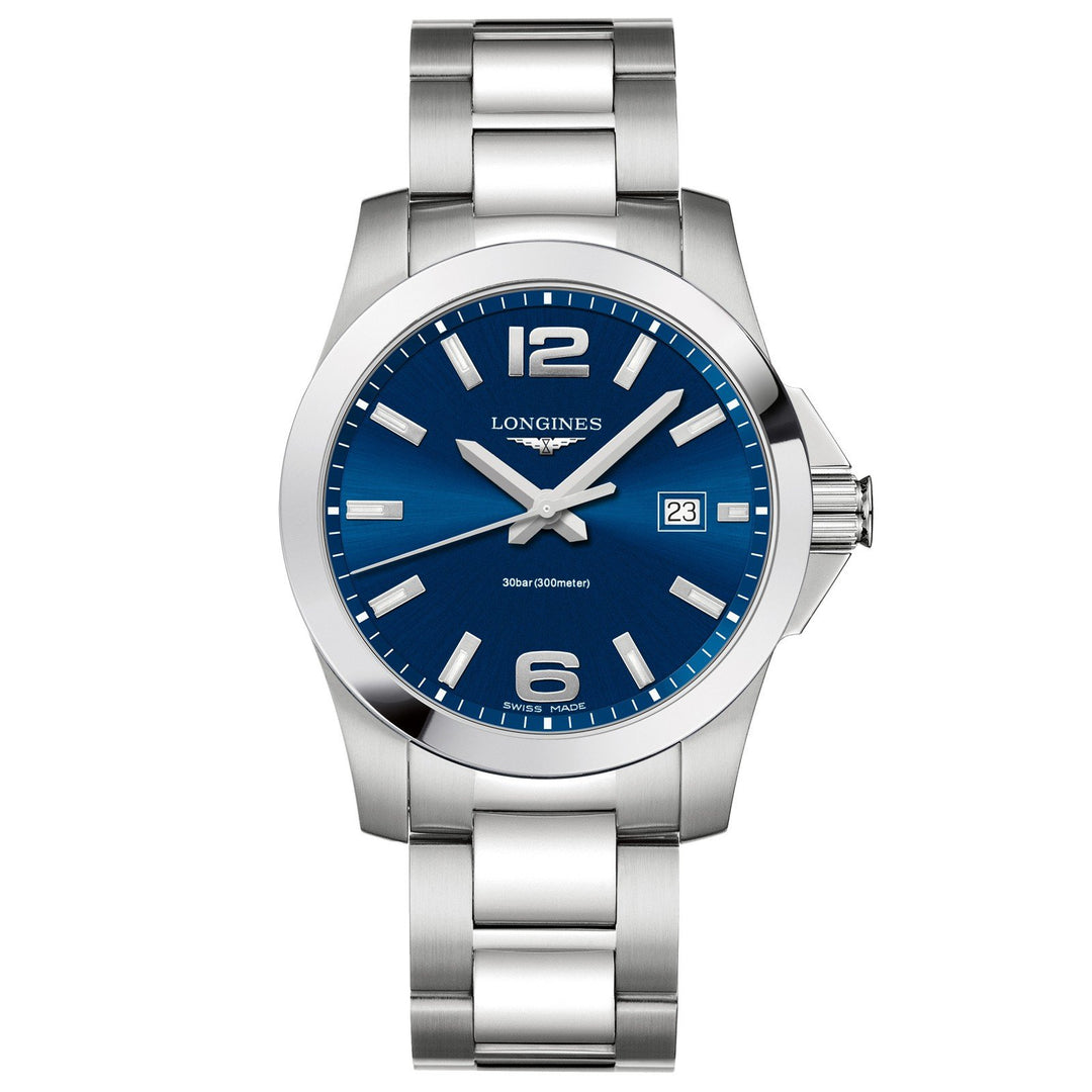 Longines orologio uomo Conquest blu 41mm quarzo acciaio L3.759.4.96.6 - Gioielleria Capodagli