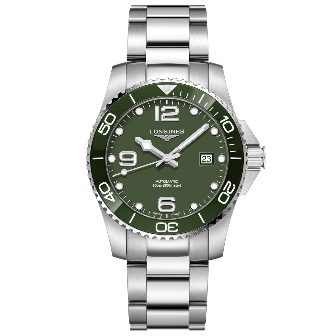 Longines orologio uomo HydroConquest verde 41mm automatico acciaio L3.781.4.06.6 - Gioielleria Capodagli
