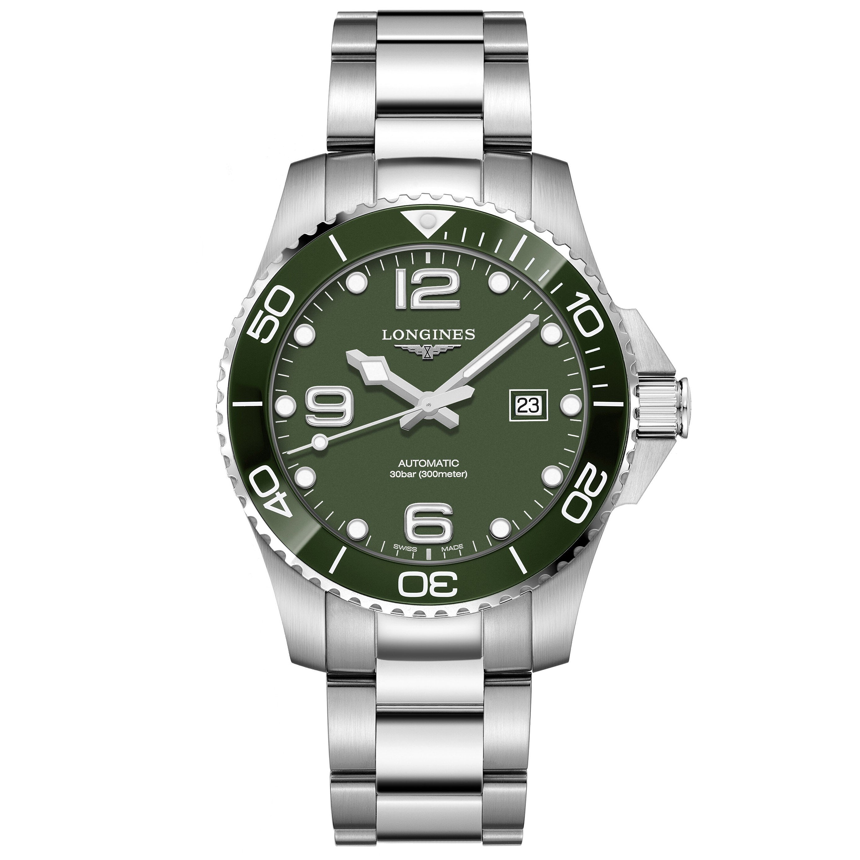 Longines orologio uomo HydroConquest verde 43mm automatico acciaio L3.782.4.06.6 - Gioielleria Capodagli