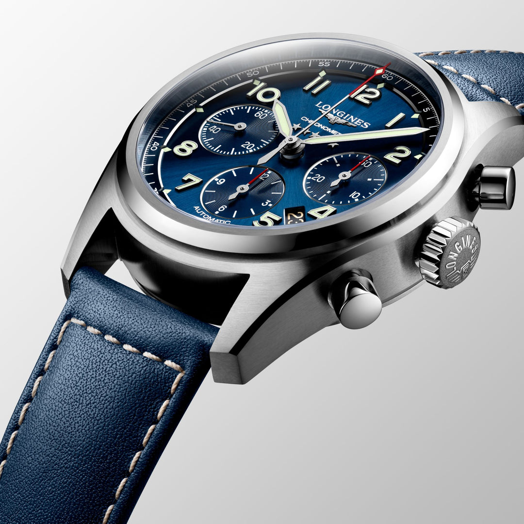 Longines orologio Spirit cronografo 42mm blu automatico acciaio L3.820.4.93.0 - Capodagli 1937