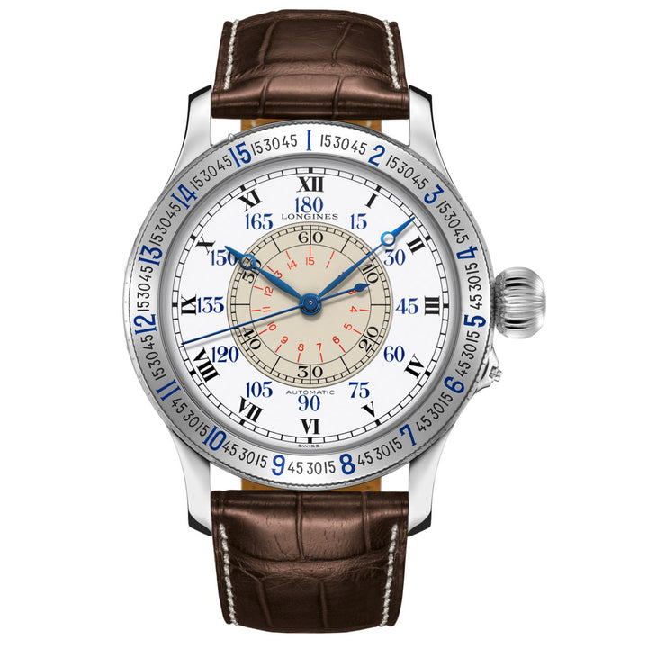 Longines orologio The Lindbergh Hour Angle Watch 47,5mm bianco automatico acciaio L2.678.4.11.0 - Capodagli 1937