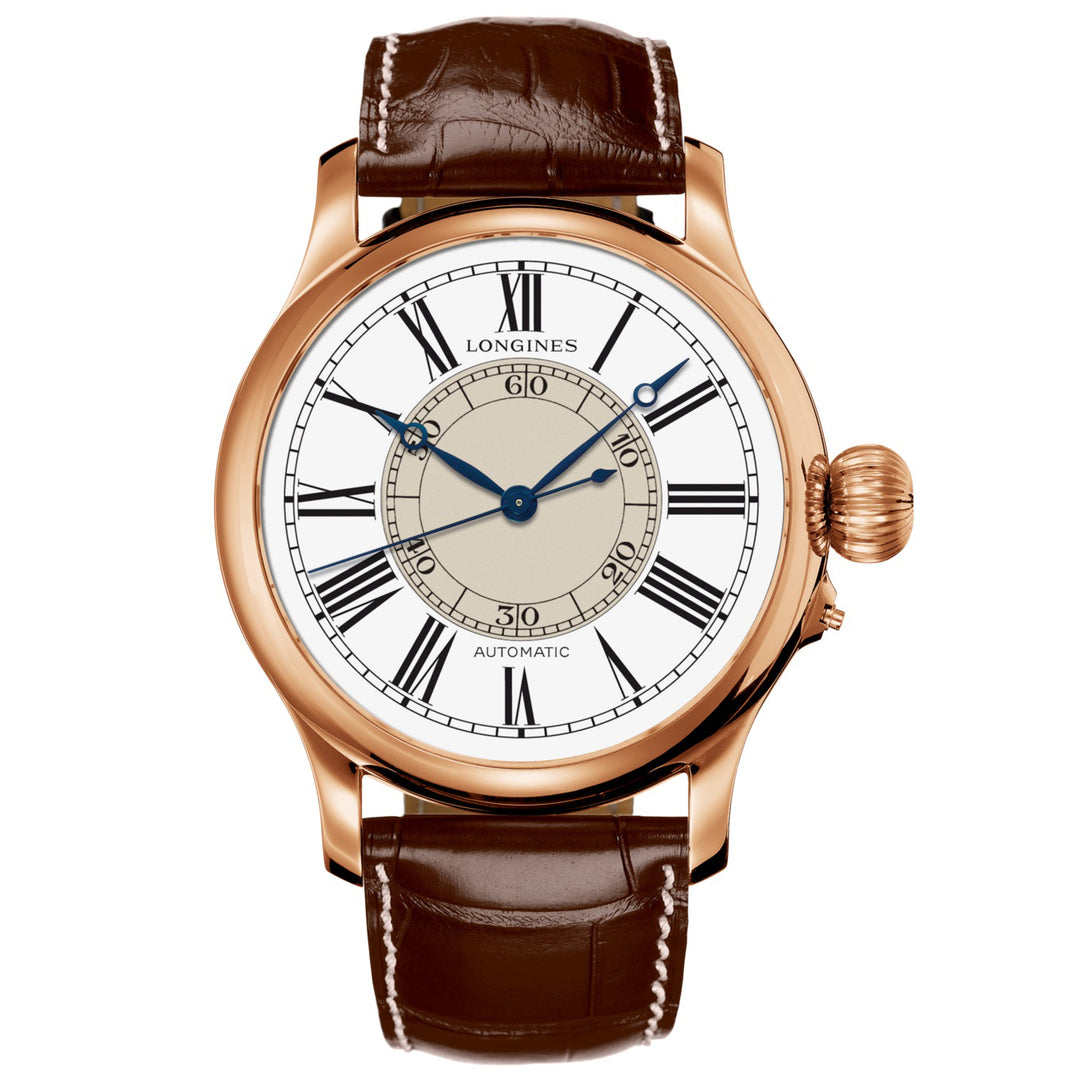 Longines orologio The Longines Weems Second-Setting Watch 47,5mm bianco automatico oro rosa 18kt L2.713.8.11.0 - Capodagli 1937