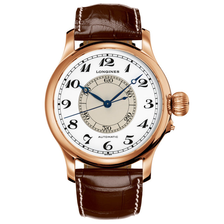 Longines orologio The Longines Weems Second-Setting Watch 47,5mm bianco automatico oro rosa 18kt L2.713.8.13.0 - Capodagli 1937