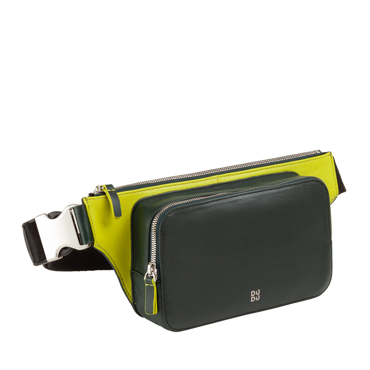 DUDU Men's Colored Leather Bag, Elegant Capacity Travel Bag with Pocket Mobile Phone