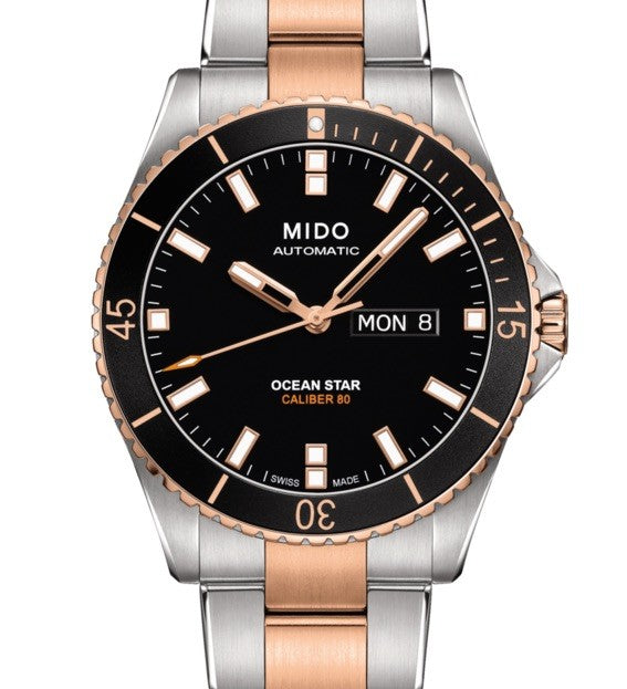 Mido orologio Ocean Star 200 42,5mm nero automatico acciaio finitura PVD oro rosa M026.430.22.051.00 - Gioielleria Capodagli