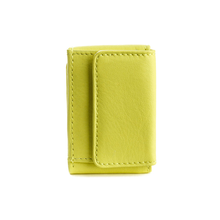 Mini billetera de cuero Nuvola con mano de hombre en cuero real con cierre de botones y billetes