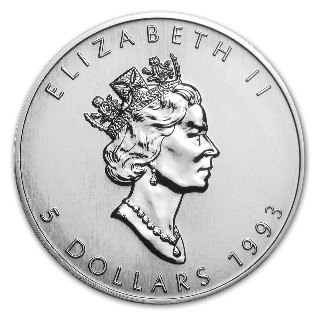 Moneta argento fior di conio 1oz Canada 5 dollars Maple Leaf 1993 - Gioielleria Capodagli
