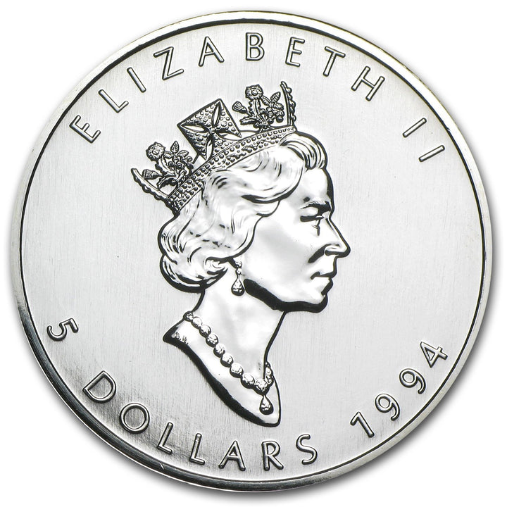 Moneta argento fior di conio 1oz Canada 5 dollars Maple Leaf 1994 - Gioielleria Capodagli