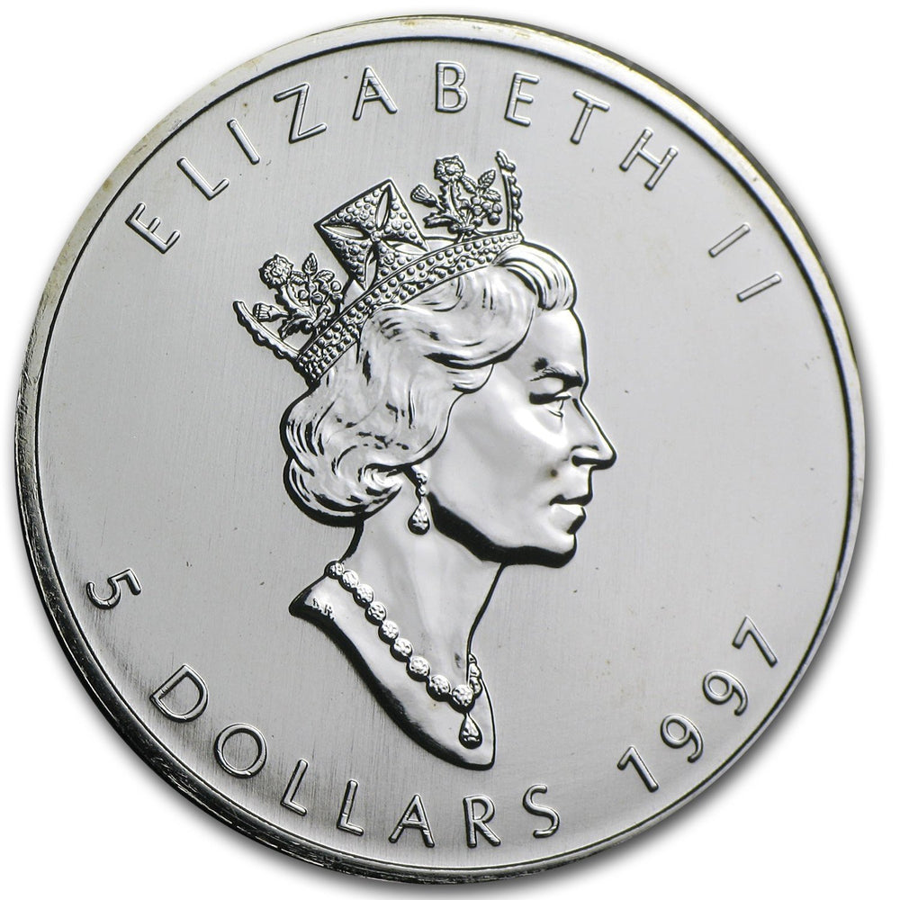 Moneta argento fior di conio 1oz Canada 5 dollars Maple Leaf 1997 - Gioielleria Capodagli