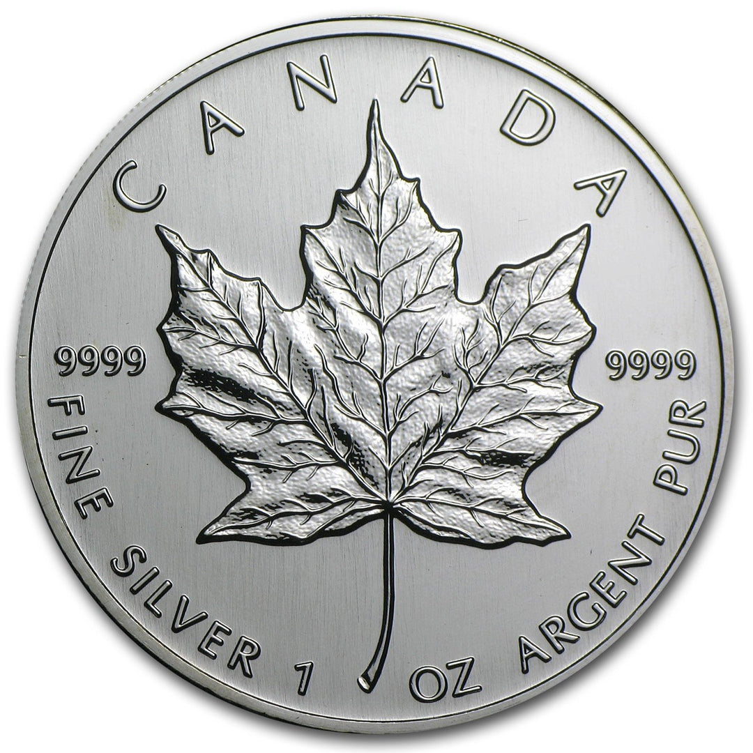 Moneta argento fior di conio 1oz Canada 5 dollars Maple Leaf 2002 - Gioielleria Capodagli