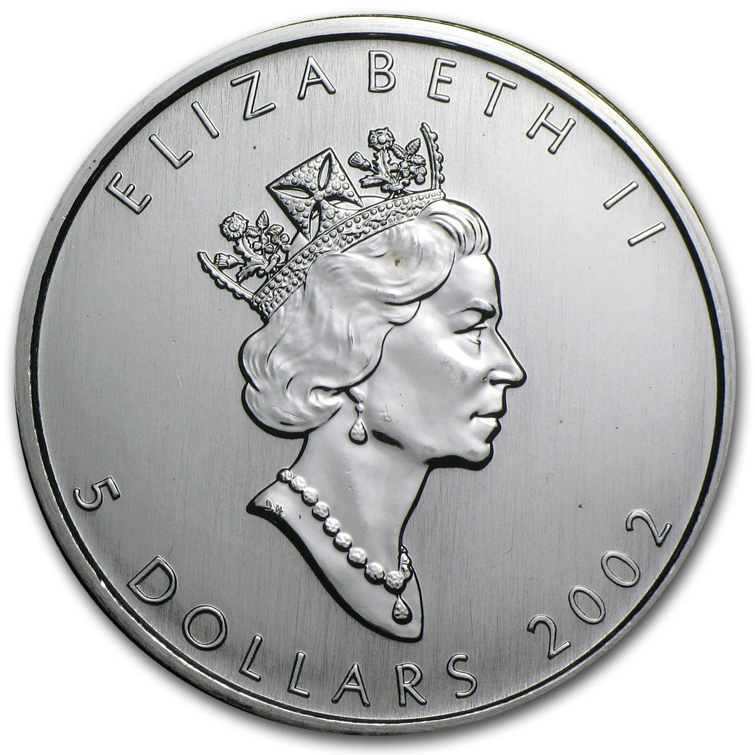 Moneta argento fior di conio 1oz Canada 5 dollars Maple Leaf 2002 - Gioielleria Capodagli