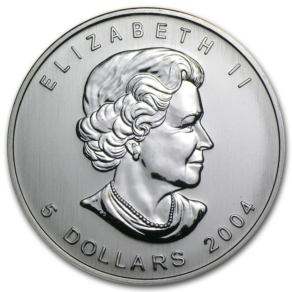 Moneta argento fior di conio 1oz Canada 5 dollars Maple Leaf 2004 - Gioielleria Capodagli