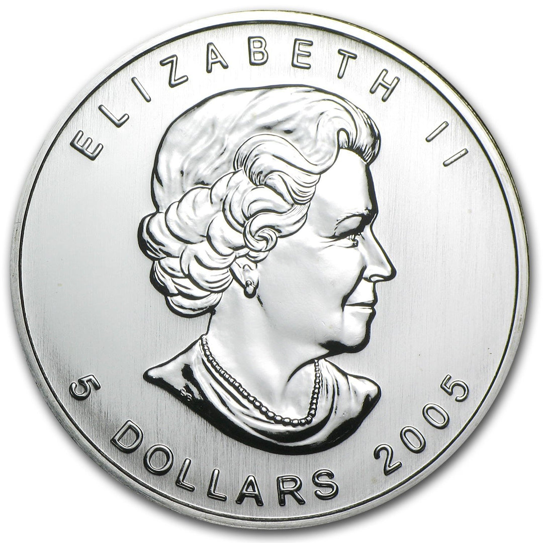 Moneta argento fior di conio 1oz Canada 5 dollars Maple Leaf 2005 - Gioielleria Capodagli