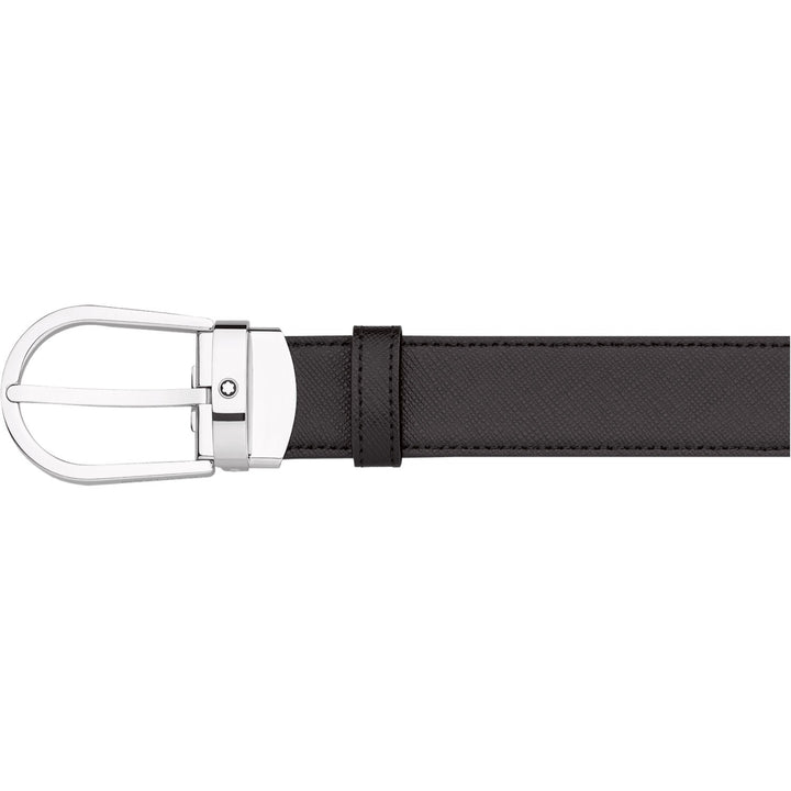 Montblanc cintura elegante 30mm fibbia ferro di cavallo regolabile reversibile nero/marrone Sartorial 113834 - Gioielleria Capodagli