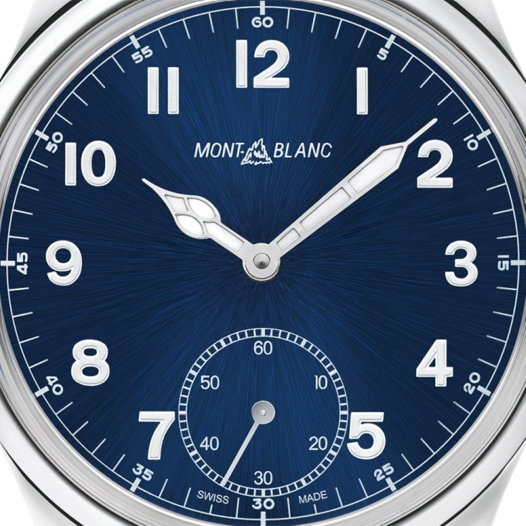 Montblanc orologio 1858 Manual Small Second 44mm blu carica manuale acciaio 113702 - Gioielleria Capodagli