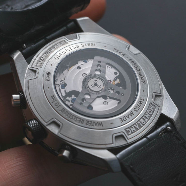 Montblanc orologio Timewalker Chronograph 43mm argento automatico acciaio ceramica nera 118489 - Gioielleria Capodagli