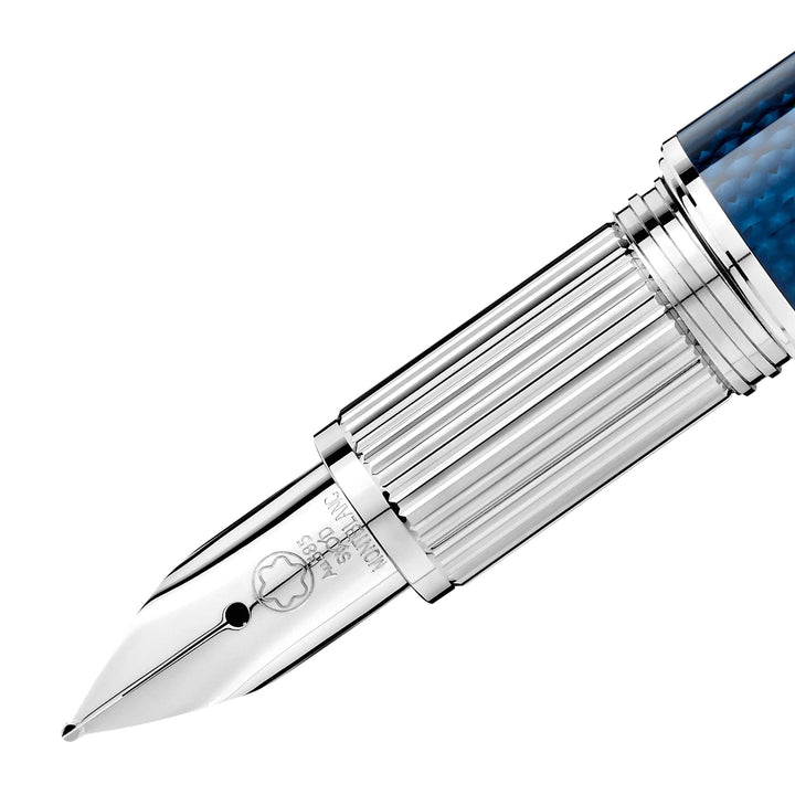 Montblanc stilografica StarWalker Blue Planet Metal Doué acciaio resina blu punta M 125284 - Gioielleria Capodagli