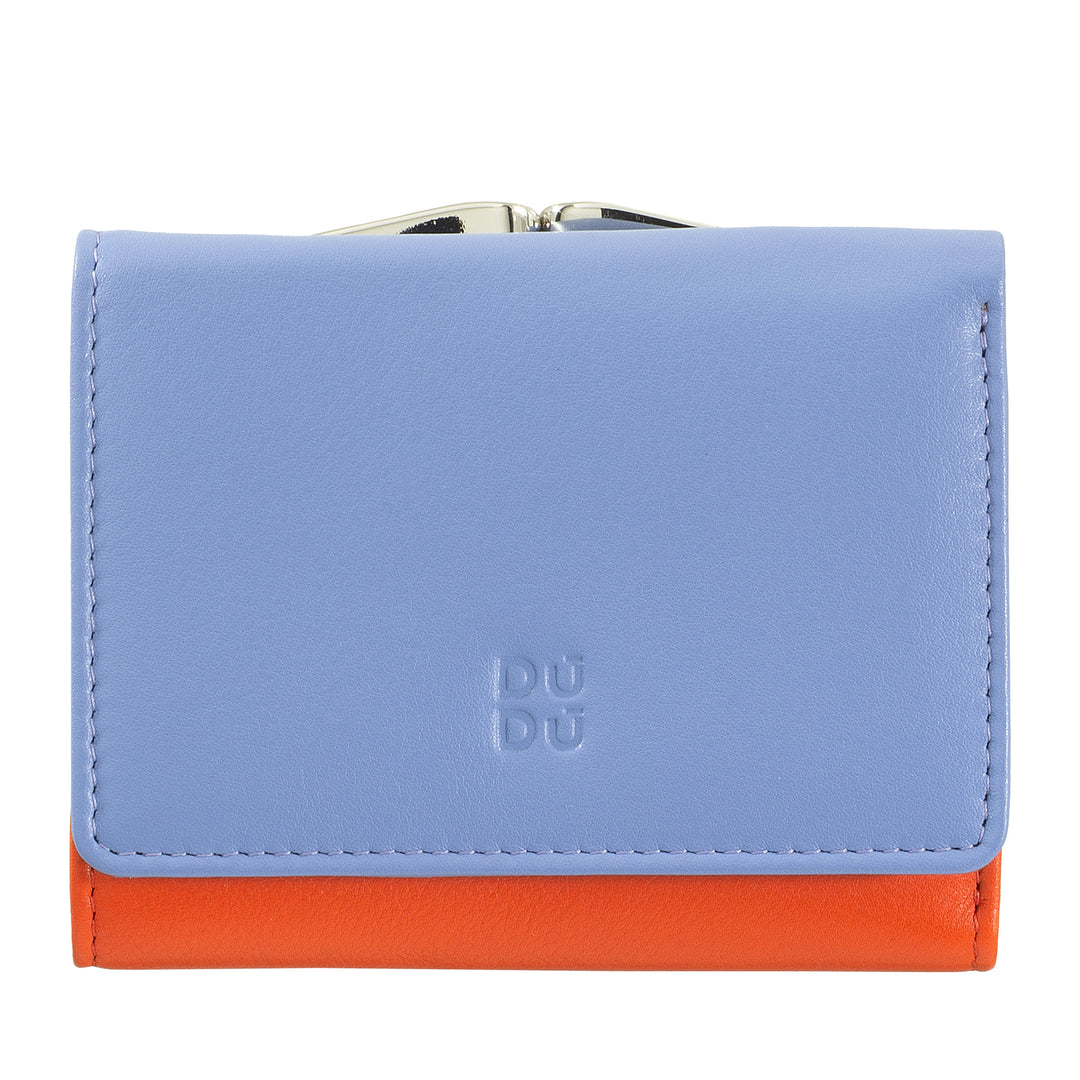 DUDU Women's Small Leather RFID Wallet with Clip Coin Wallet Compact 8 Card Holder Card Card Cards