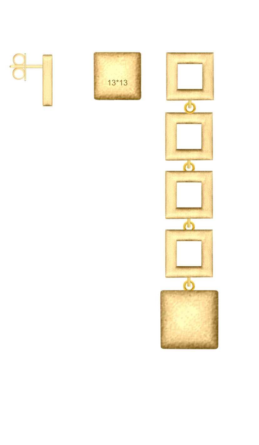 Pitti e Sisi orecchini Geometrika argento 925 finitura PVD oro giallo OR 9495G-5 M - Capodagli 1937
