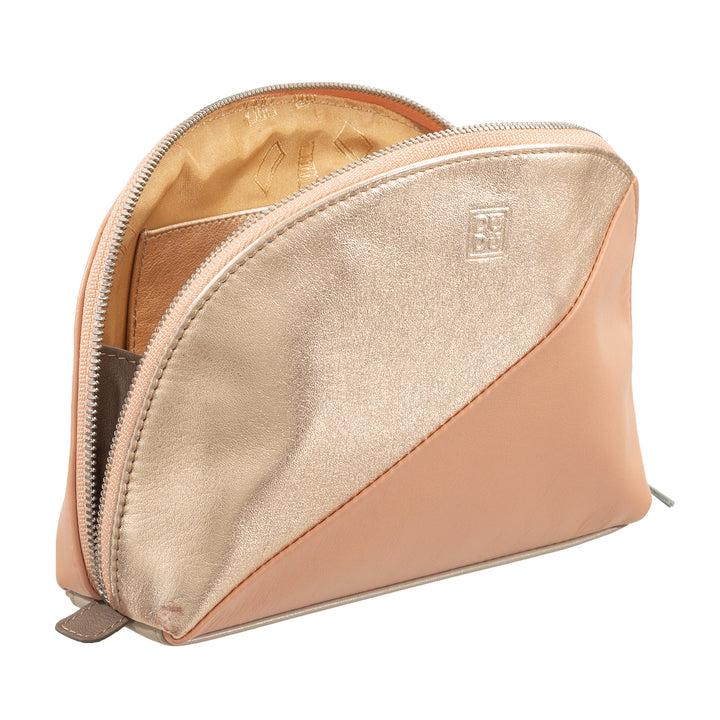 DUDU Beauty Case Travel Bags Leather Pochette Handbag Cheats Pink Metal Fashion with Zipper Zip