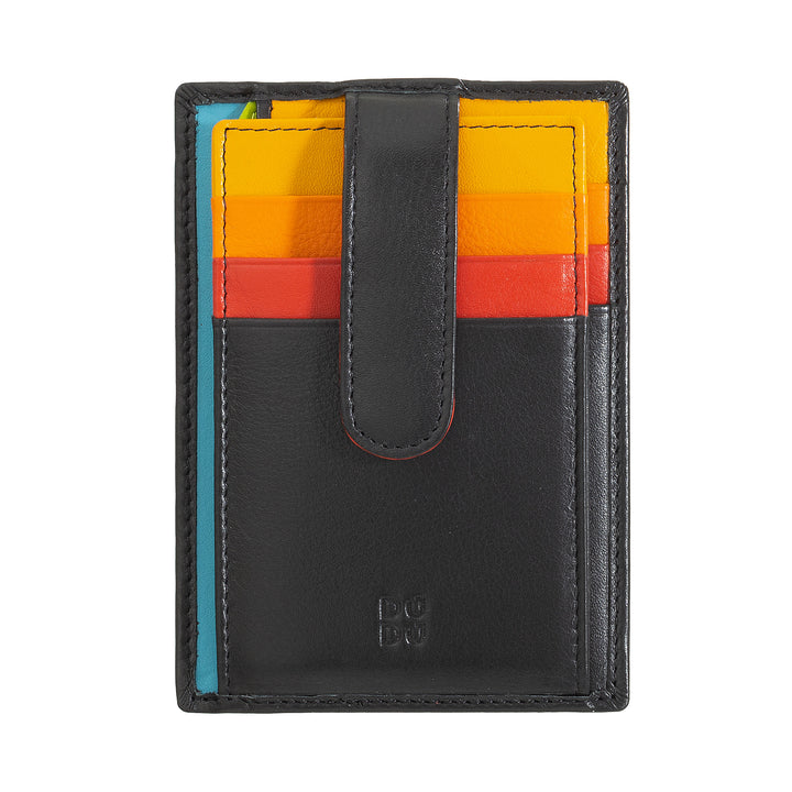 DuDu Porte-cartes de crédit en cuir multicolore Slim pour femme avec 9 fentes et fermeture de sécurité