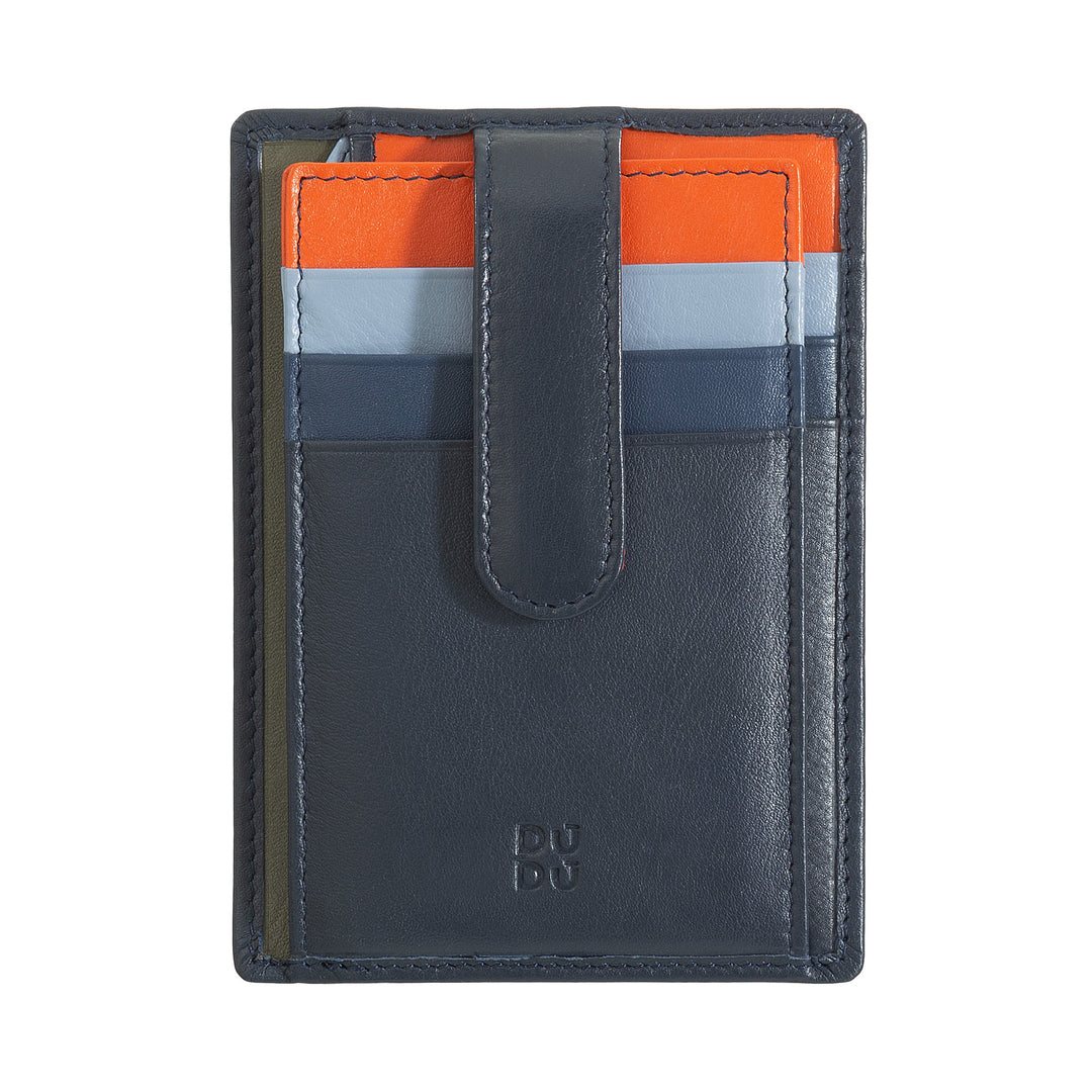 DUDU Multicolor Leather Slim Men's Credit Card Holder Women with 9 Slots and Security Closure