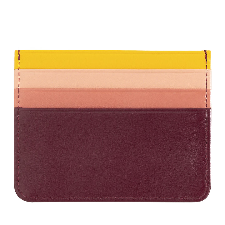 Porte-cartes de crédit en cuir coloré Nappa 6 poches DuDu