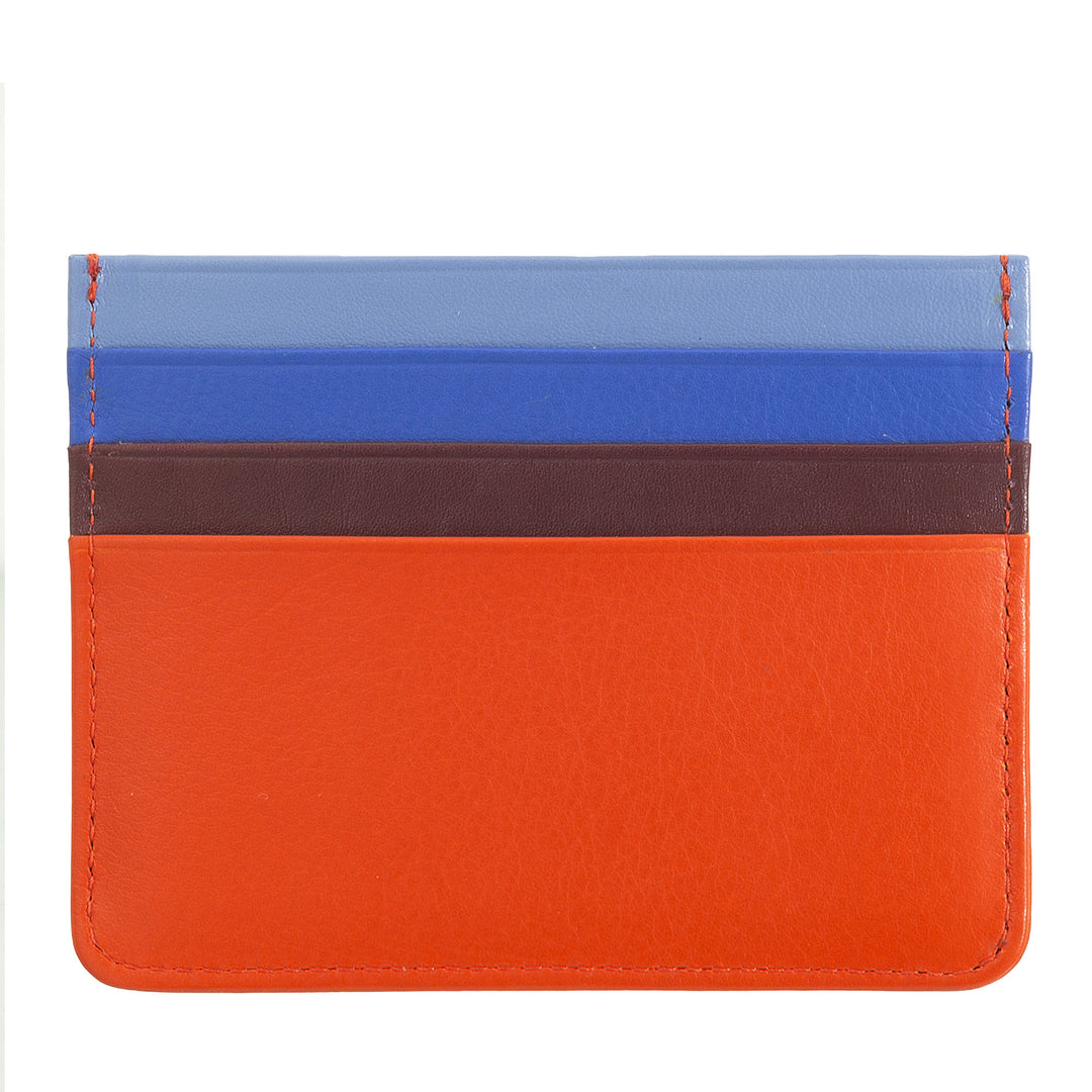 Porte-cartes de crédit en cuir coloré Nappa 6 poches DuDu