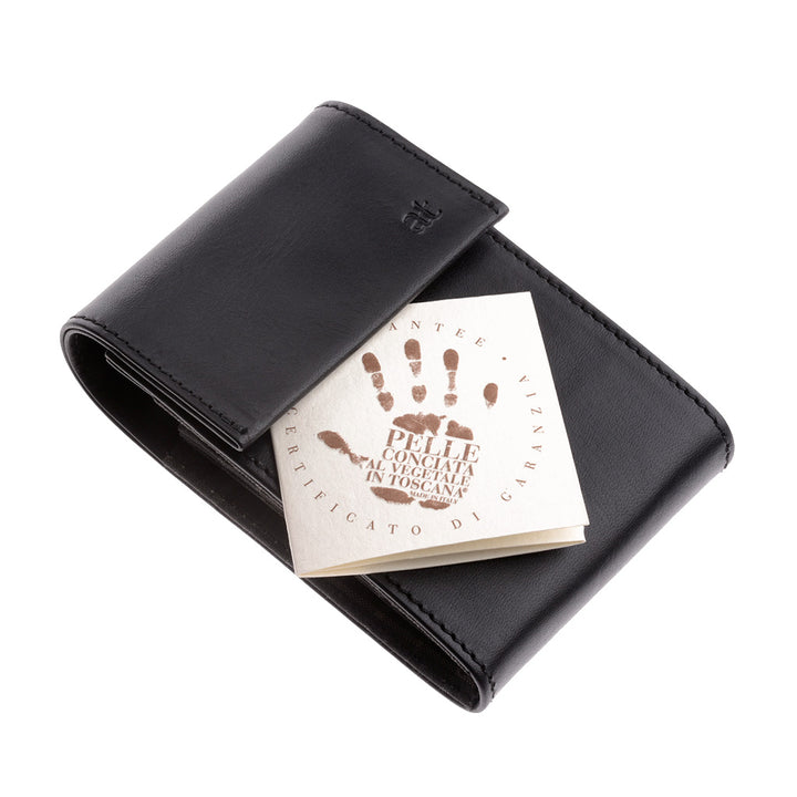 Ancienne Toscane Porte-cartes de crédit en cuir véritable avec 11 compartiments et fermeture boutonnée