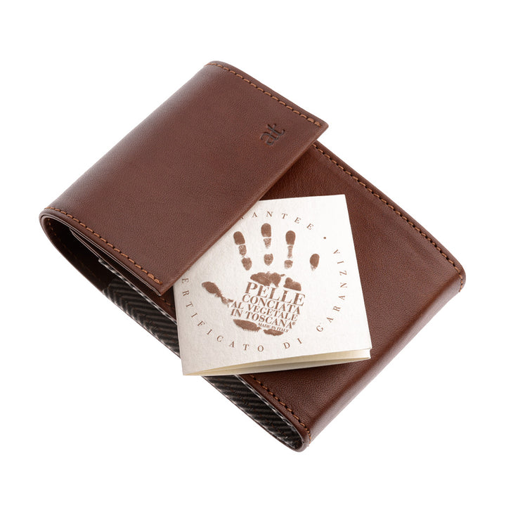 Ancienne Toscane Porte-cartes de crédit en cuir véritable avec 11 compartiments et fermeture boutonnée
