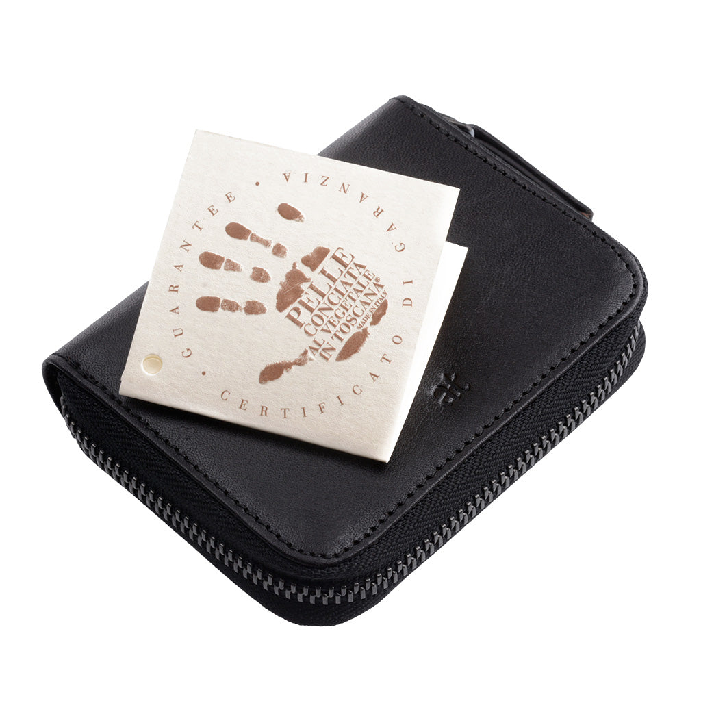 Antica Toscana Kreditkartenhalter mit Reißverschlusszeihzahn um echtes Leder und 11 Tessere -Taschen
