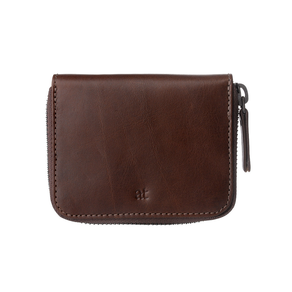 Antica Tuscany Credit Card Holder with Zip Around Zipper Round Genuine Leather and 11 Card Holder Pockets