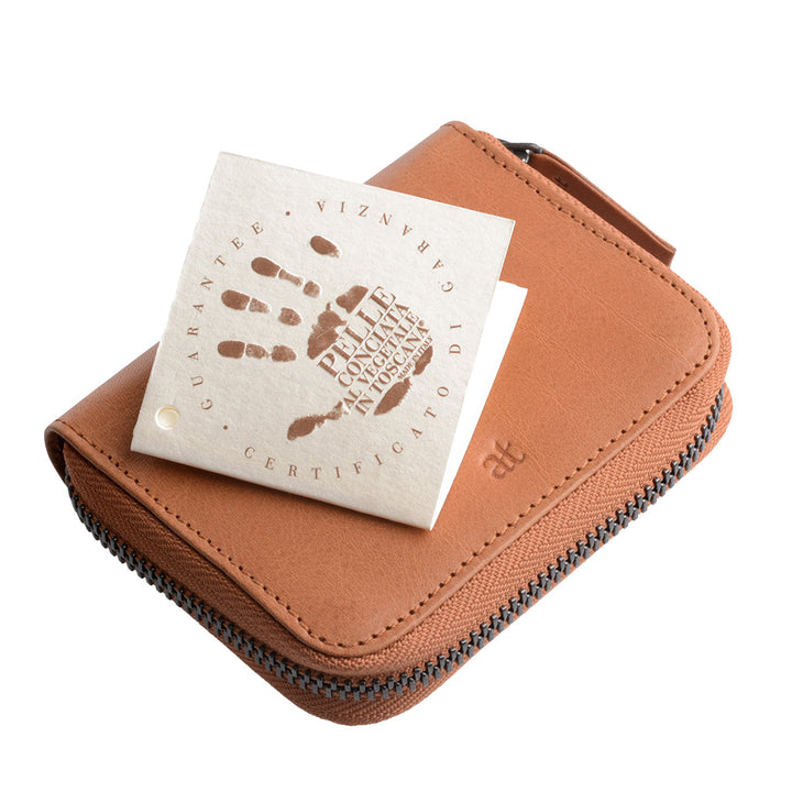 Antica Toscana Kreditkartenhalter mit Reißverschlusszeihzahn um echtes Leder und 11 Tessere -Taschen