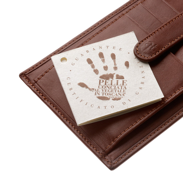 Antigua Toscana Portatarjetas de Tarjetas de Crédito Hombre en Cuero Genuino Italiano Portatarjetas Delgadas Slim con Botón Clip