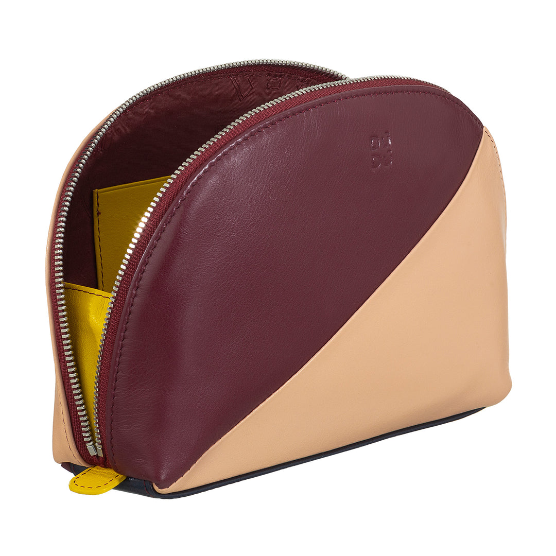 DUDU Pocket Holder Cheats Make Up Leather Travel Bag with Multicolor Zipper