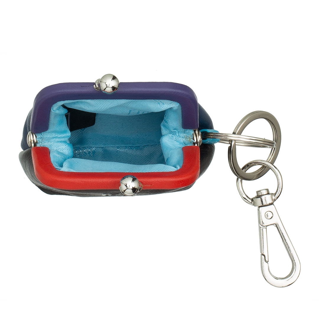 DUDU Colorful genuine leather coin purse and key ring with Clic Clac closure and double hook for keys