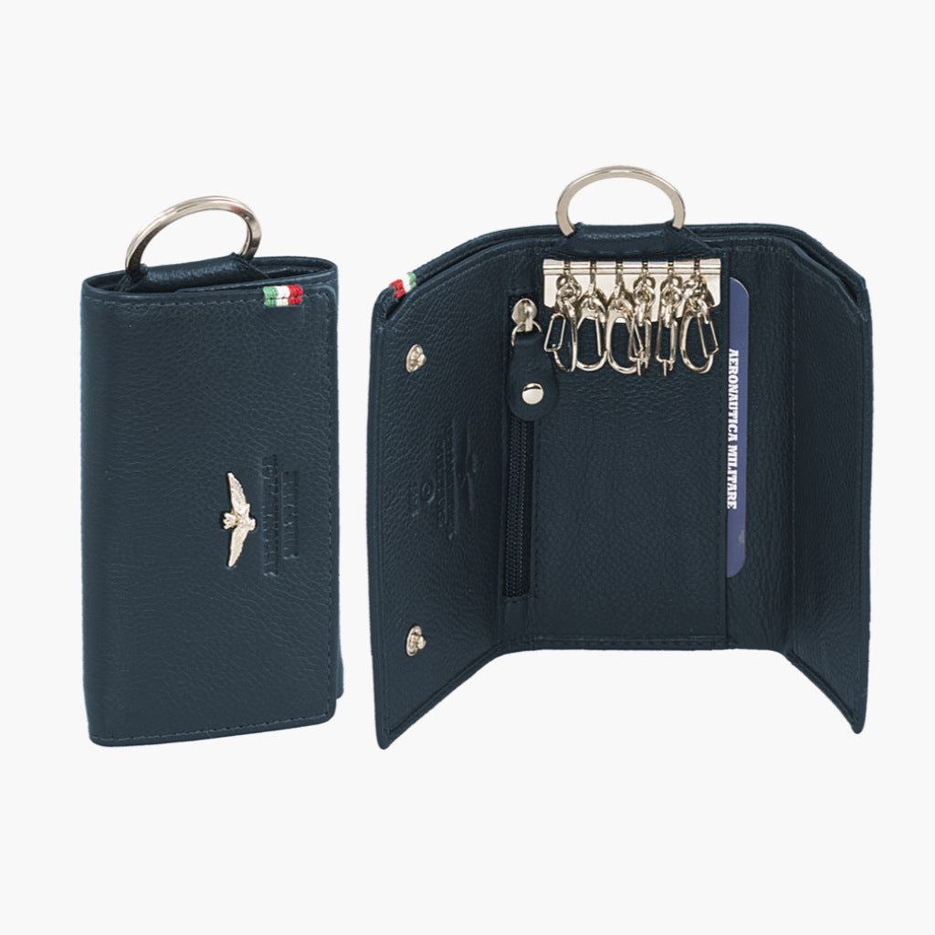 Porte-clés en cuir Aeronautica avec porte-feuilles et porte-billets AM108-BL