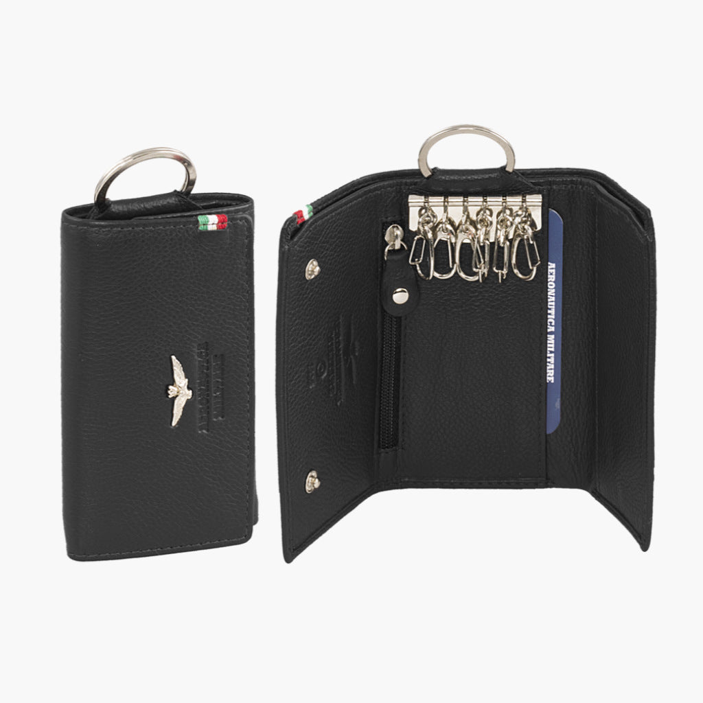 Porte-clés en cuir Aeronautica avec porte-feuilles et porte-billets AM108-NE