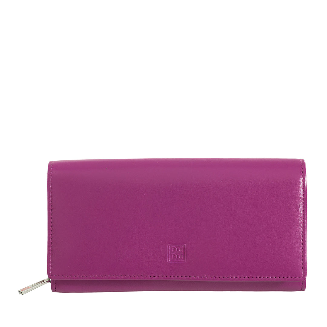 DuDu Portefeuille pour femme RFID en cuir avec porte-monnaie Zip 18 Porte-cartes et fermeture à bouton