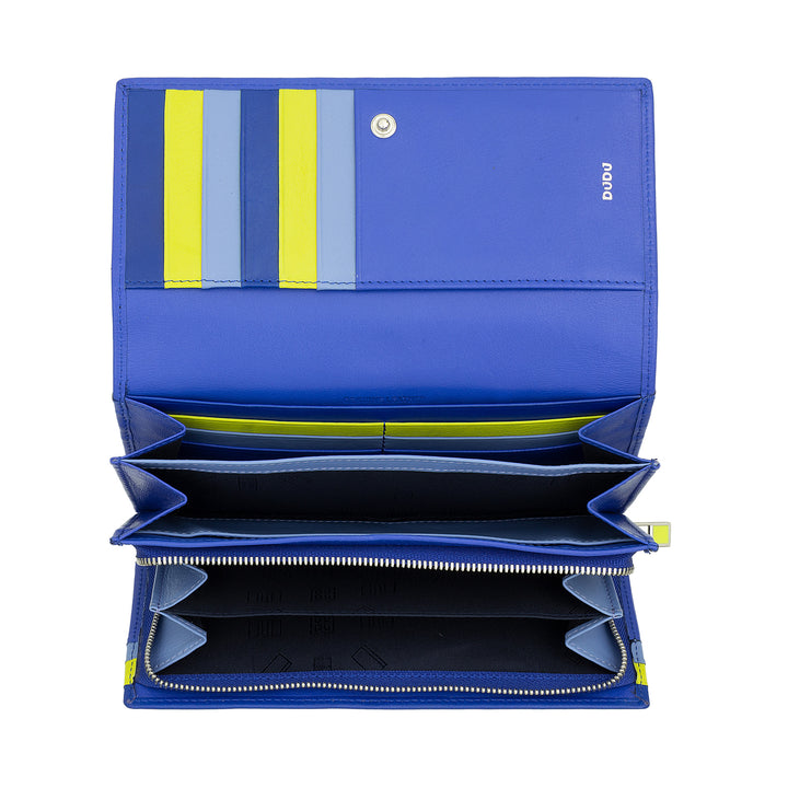 DuDu Frauen Brieftasche RFID -Design Langes Malvorlagen mit Postleitkarten -Postleitzahlen und Knopfverschluss