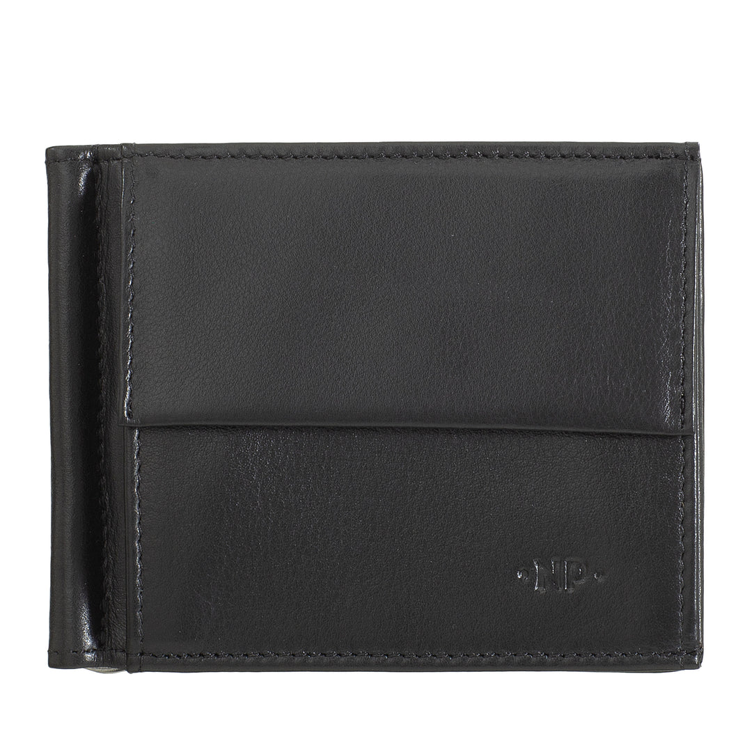 Portefeuille en cuir véritable pour homme avec porte-monnaie en cuir véritable et porte-cartes