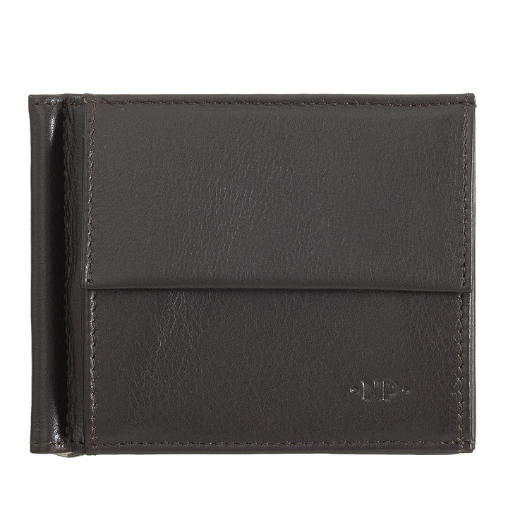 Portefeuille en cuir véritable pour homme avec porte-monnaie en cuir véritable et porte-cartes